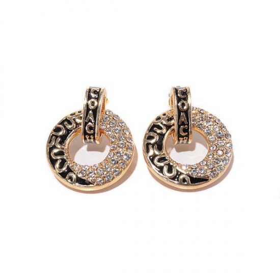 Coach Logo Circle Gold Earrings BZG | Women - Click Image to Close